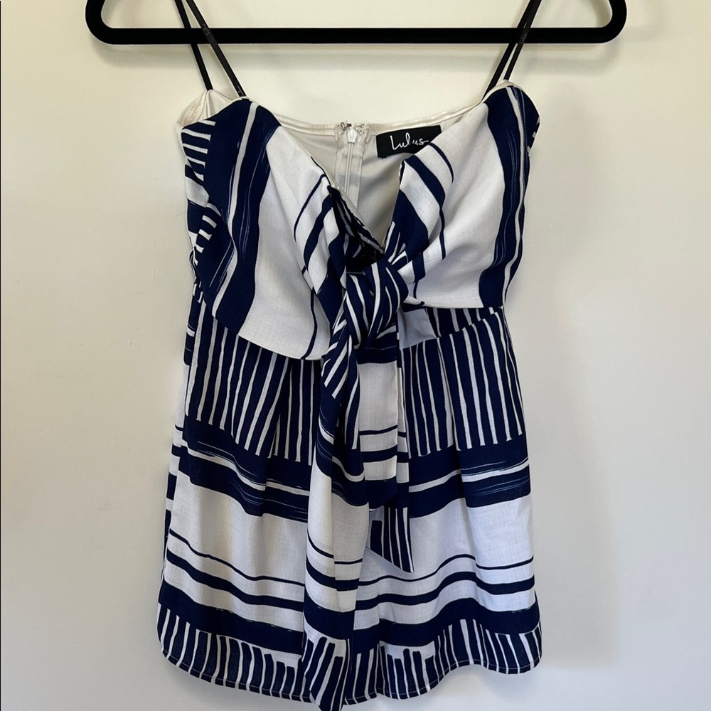 Lulu's Navy and White Striped Romper